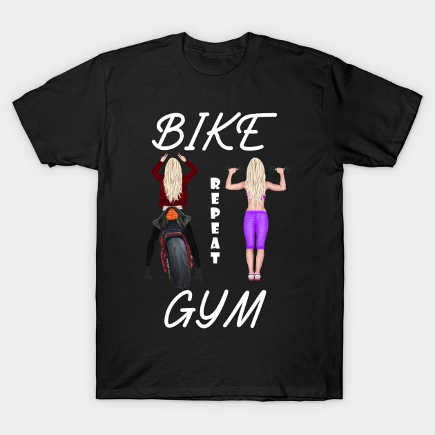 Bike, Gym, Repeat T-Shirt by Rossla Designs